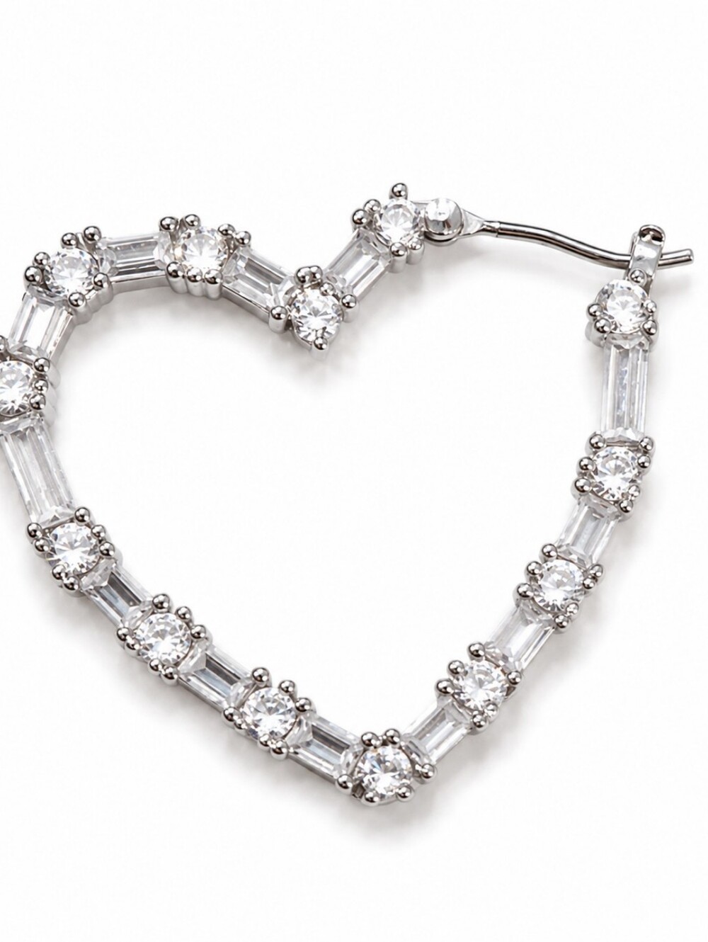 Givenchy Crystal Heart Necklace & Matching Heart Hoop Earrings Set Silver Tone - Picture 7 of 8
